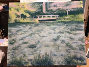 モネの池、油彩制作